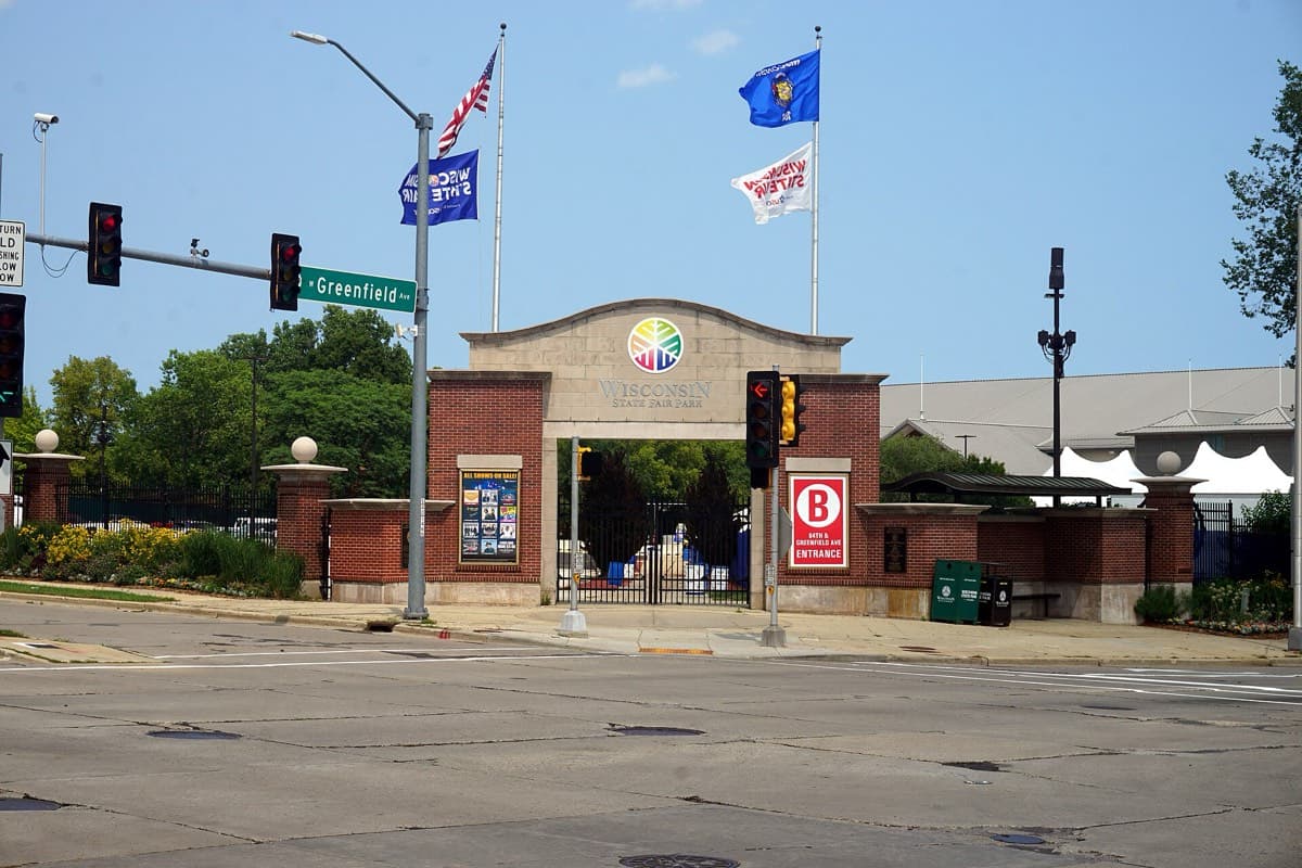 The Wisconsin State Fair Park entrance gate at W. Greenfield Ave in West Allis