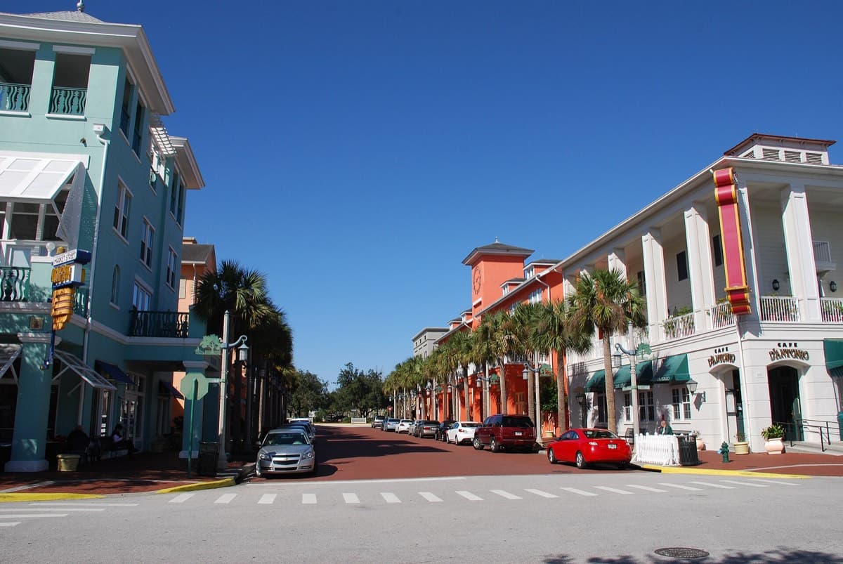 Main Street in downtown Celebration, the planned town built by Disney