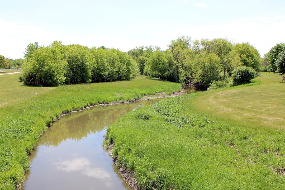 Oak Creek winding through Abendschein Park