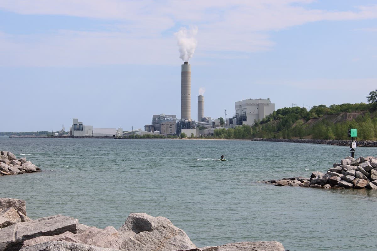 The Oak Creek Power Plant seen across Lake Michigan from Bender Park