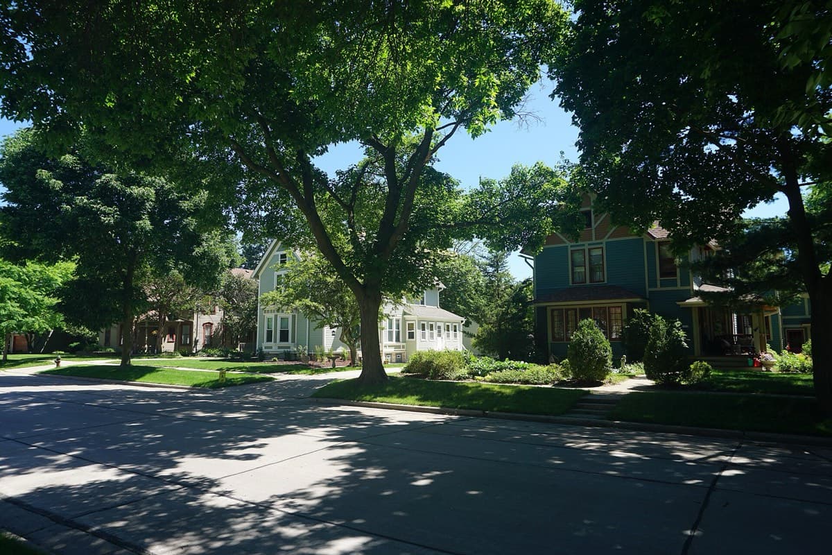 A tree-shaded street in Wauwatosa's Church Street Historic District